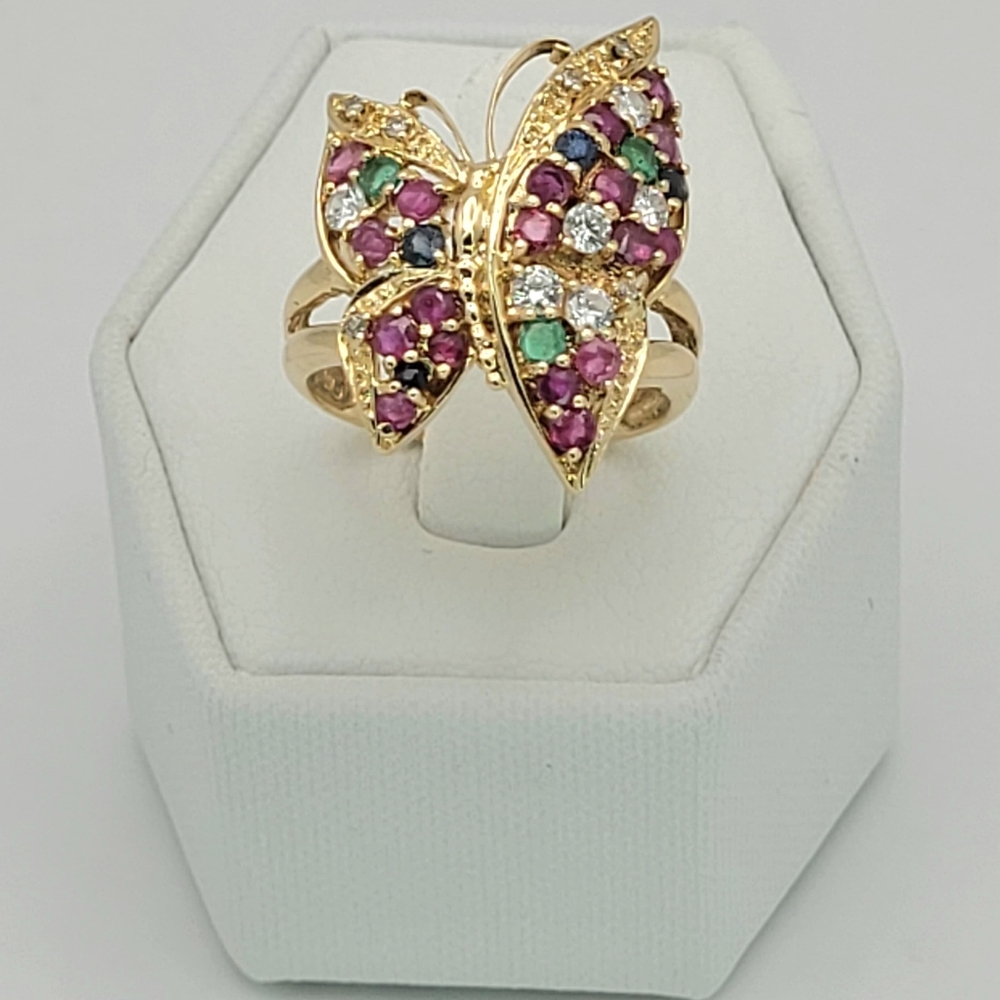 Authentic 18k gol butterfly Multi Colored with Natural Stone